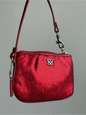 Coach Red Sequin Wristlet Y2K Mini Bag
